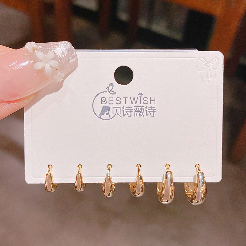 Bộ 3 đôi hoa tai tròn basic đủ 3 size xi vàng pha cao cấp, phụ kiện bông tai basic nam nữ độc đáo B3465