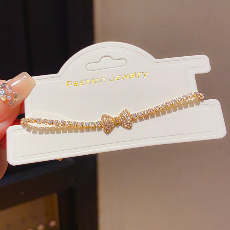 Lắc tay NƠ ĐÁ xi vàng pha cao cấp, lắc tay nữ đẹp, quà tặng bạn gái xinh độc đáo B3270