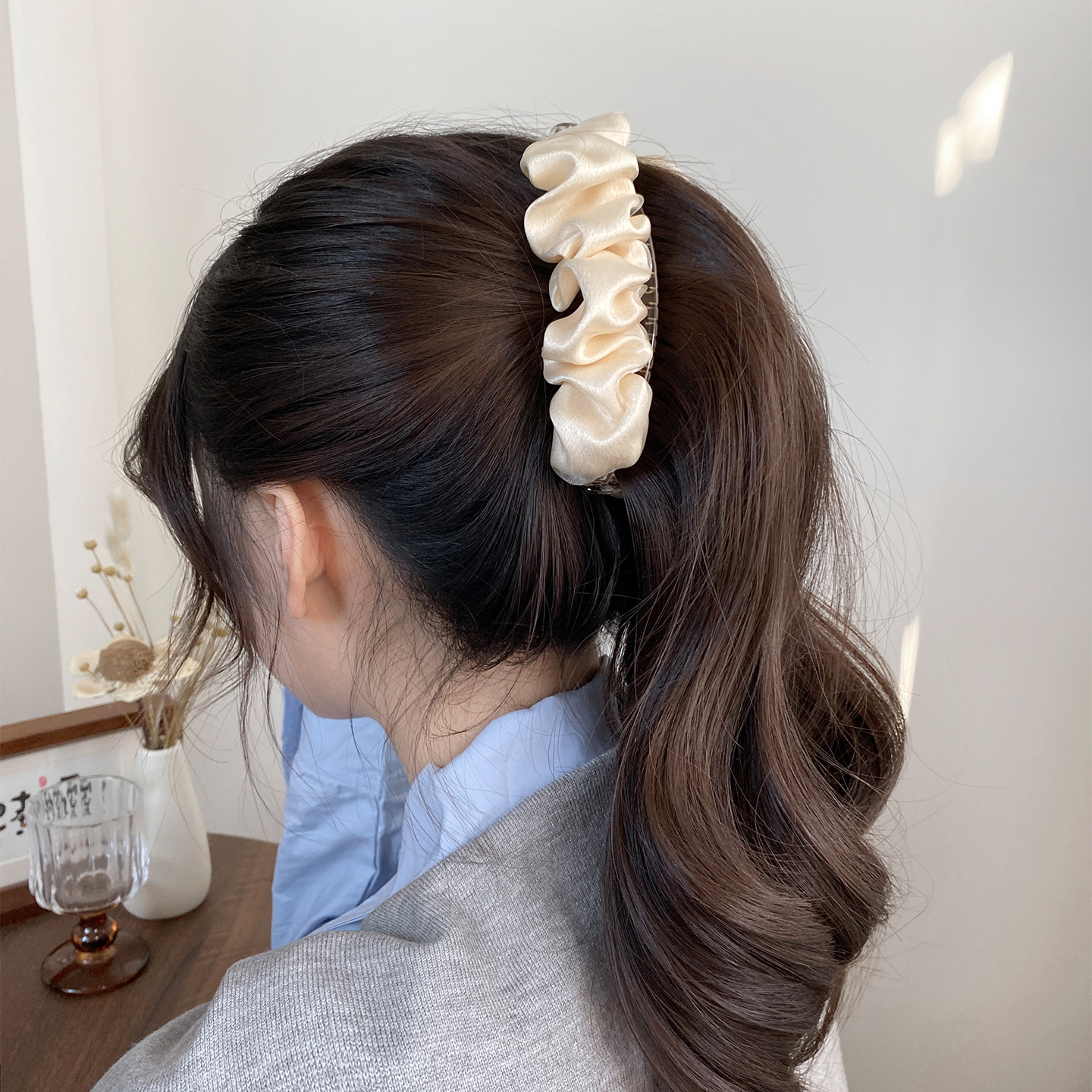 Kẹp tóc dọc có răng màu KEM cao cấp, phụ kiện kẹp tóc nữ cao cấp, quà tặng bạn gái B3332