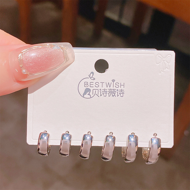 Bộ 3 đôi hoa tai TRƠN TRÒN basic 3 size xi bạc 925 cao cấp B3470