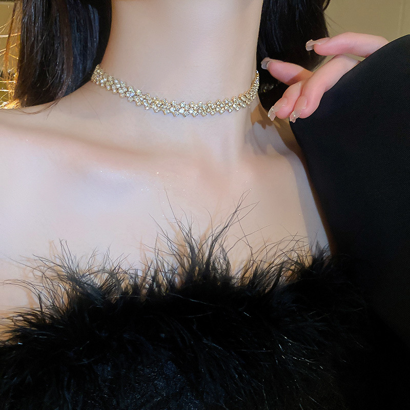 Vòng cổ chocker ĐÁ màu VÀNG, phụ kiện vòng cổ thời trang đi tiệc đôc đáo B3535