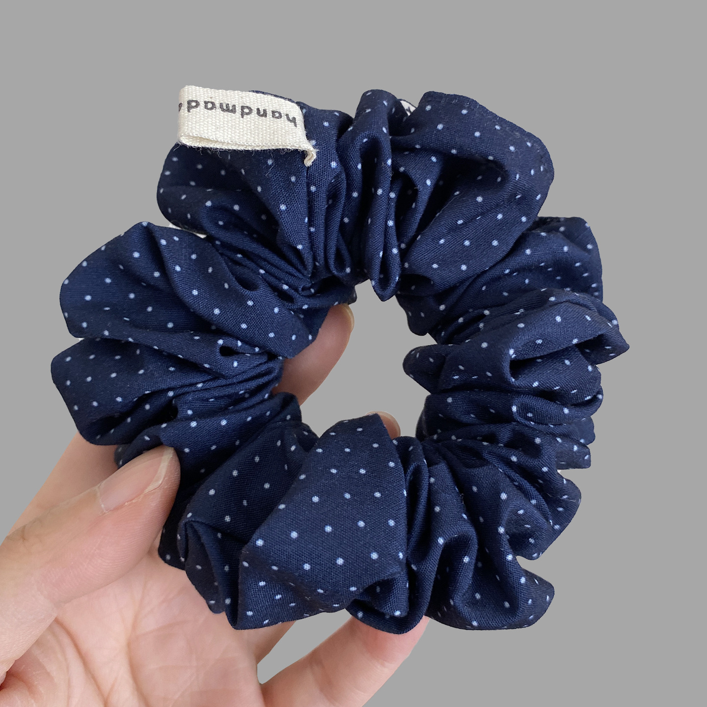 Cột tóc chấm xi XANH ĐEN, phụ kiện cột tóc nữ đẹp độc đáo thun cao cấp B3428