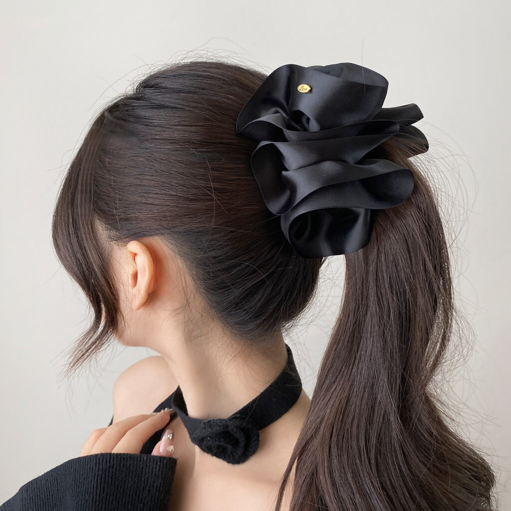 Kẹp tóc dọc Xếp ly màu ĐEN cao cấp, phụ kiện kẹp tóc nữ cao cấp, quà tặng bạn gái B3339