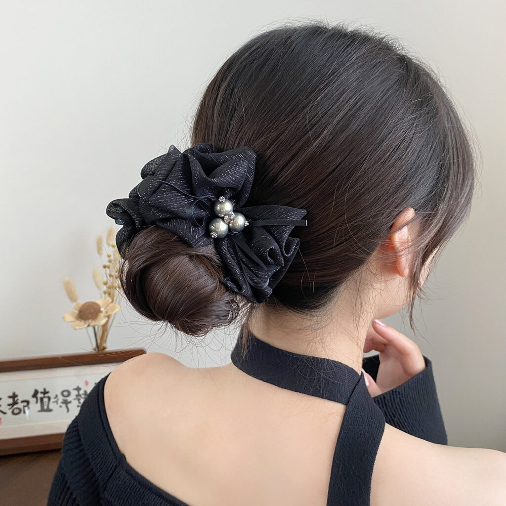 Kẹp tóc nữ 3 răng VOAN NƠ nhụy ngọc cao cấp, phụ kiện kẹp tóc nữ đẹp độc đáo, sang trọng B3350