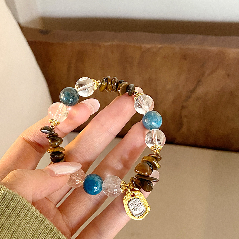 Vòng tay đá MẮT HỔ mix pha lê freesize, phụ kiện vòng tay đẹp, quà tặng bạn gái độc đáo B3679