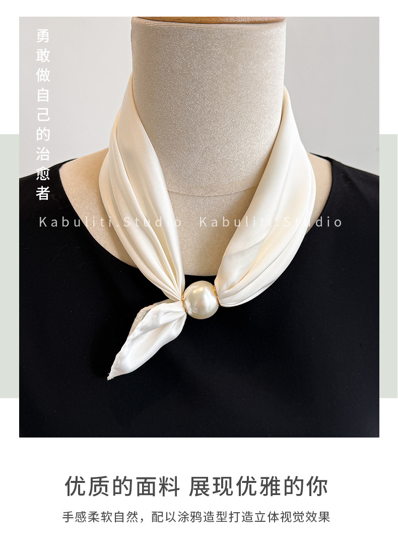 Vòng cổ khăn lụa TRẮNG mặt NGỌC, phụ kiện vòng cổ đẹp độc đáo B3133