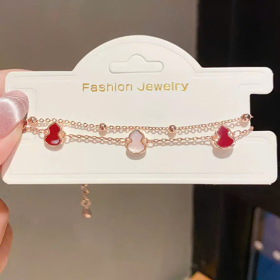 Lắc tay 2 dây HỒ LÔ xà cừ VÀNG HỒNG cao cấp, thiết kế độc đáo sang trọng, lắc tay nữ đẹp B3293