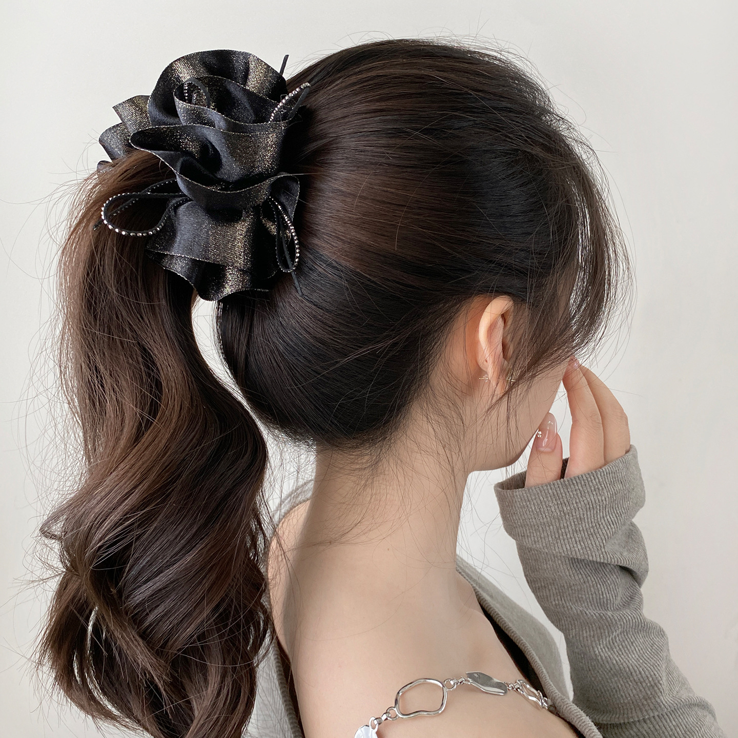 Kẹp dọc tóc nữ ĐÁM MÂY ĐEN VÀNG cao cấp, kẹp tóc đuôi ngụa, phụ kiện kẹp tóc nữ đẹp B3358