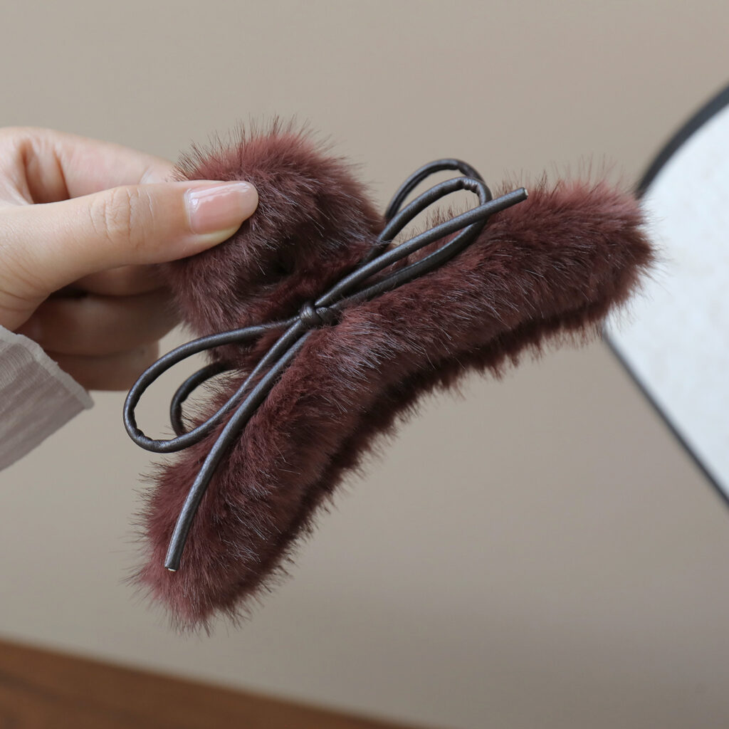 Kẹp gắp lớn NƠ lông chuột màu ĐỎ ĐÔ, phụ kiện kẹp tóc nữ ĐẸP, độc đáo, quà tặng xinh B3361