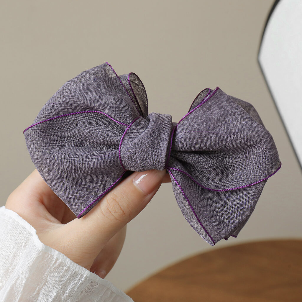 Kẹp dọc tóc NƠ TÍM voan cao cấp, phụ kiện kẹp tóc nữ ĐẸP, quà tặng phụ nữ độc đáo B3369