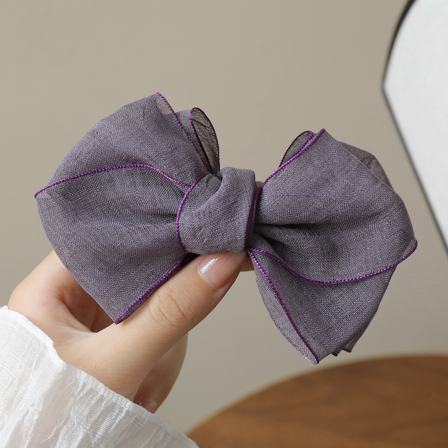 Kẹp dọc tóc NƠ TÍM voan cao cấp, phụ kiện kẹp tóc nữ ĐẸP, quà tặng phụ nữ độc đáo B3369