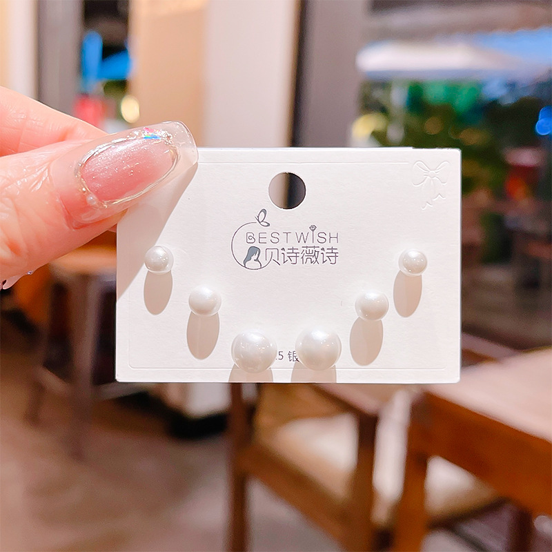 Bộ 3 đôi NGỌC TRAI nhí 3 size basic điểm nhấn chất xi cao cấp, bông tai ngọc trai đẹp B3444