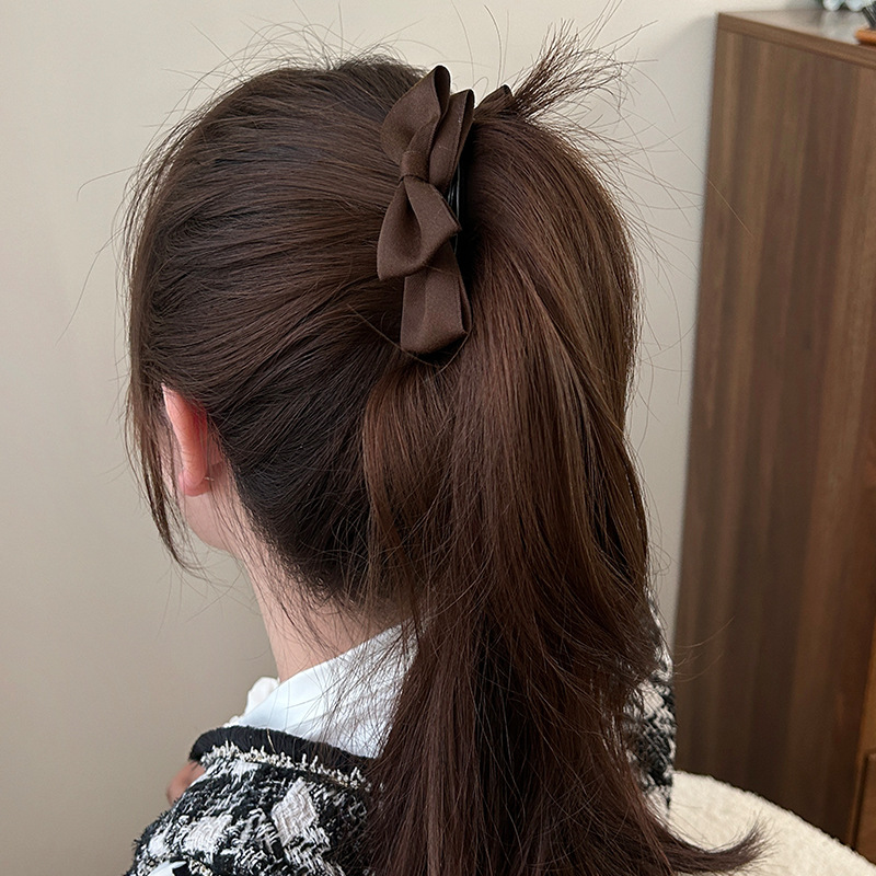 Kẹp dọc Nơ màu NÂU cao cấp, phụ kiện tóc nữ đẹp, độc đáo, Kẹp tóc xinh B3385