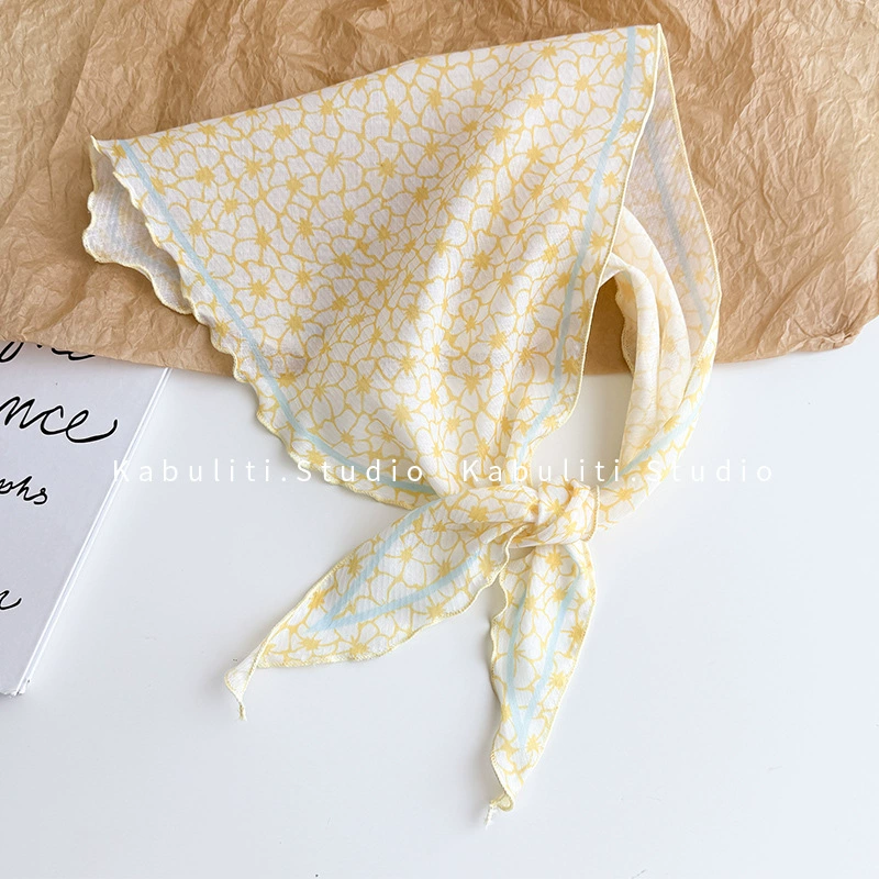 Khăn lụa tam giác VÀNG NHẠT quàng cổ, băng đô, phụ kiện tóc xinh B3132