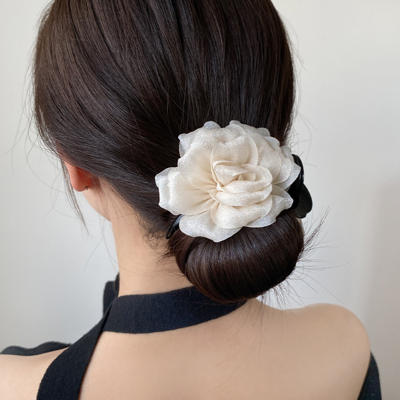 Kẹp tóc 3 răng HOA màu KEM cao cấp, phụ kiện kẹp tóc nữ cao cấp, quà tặng bạn gái B3399