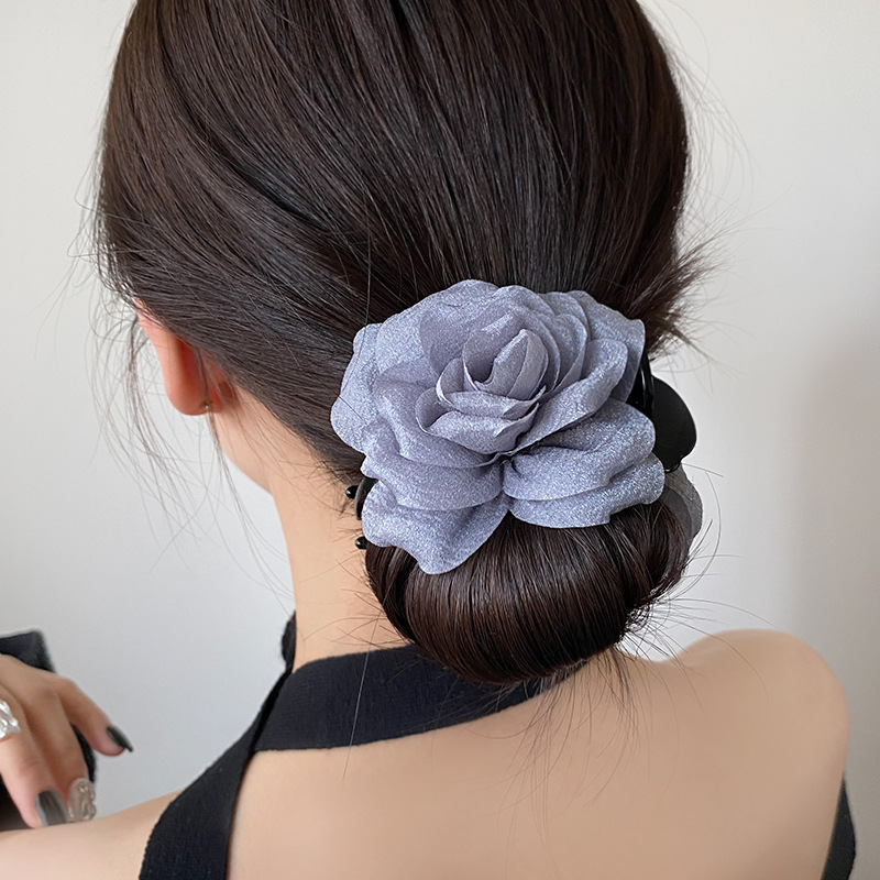 Kẹp tóc 3 răng HOA màu XANH cao cấp, phụ kiện kẹp tóc nữ cao cấp, quà tặng bạn gái B3400