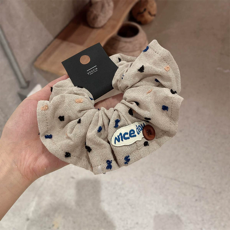 Cột tóc HOA CÀI NÚT màu BE phong cách HÀN QUỐC cao cấp độc đáo B3178