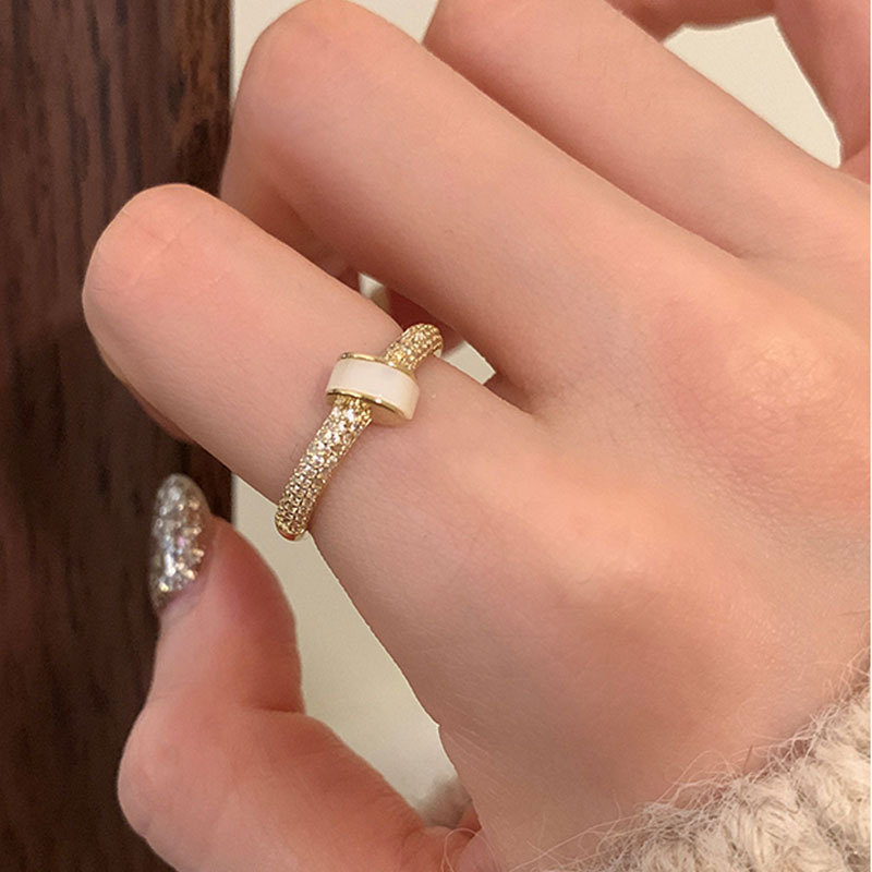 Nhẫn freesize Xà cừ đá zircon xi vàng pha cao cấp, phụ kiện nhẫn nữ đẹp B3188