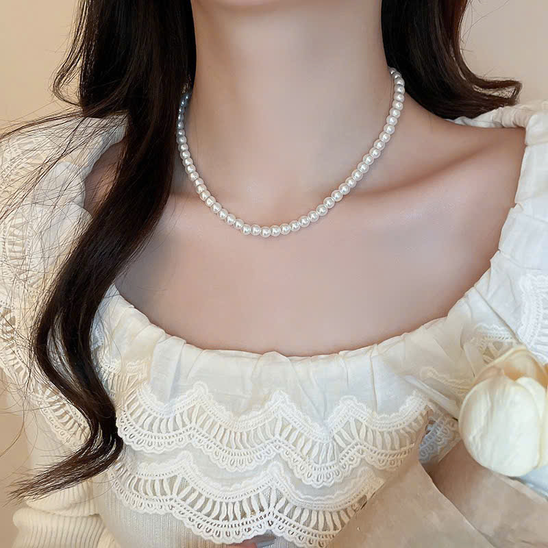 Vòng cổ, dây chuyền chuỗi ngọc 4mm nhí, phụ kiện vòng cổ áo dài B3545