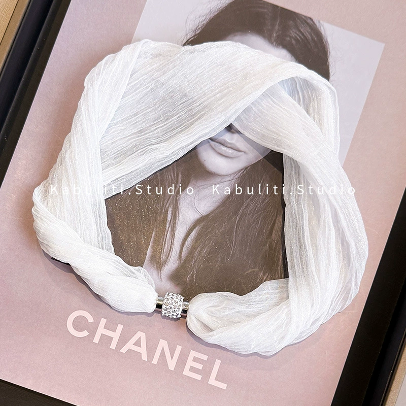 Vòng cổ khăn VOAN TRẮNG mặt đá cao cấp, phụ kiện vòng cổ độc đáo B3222