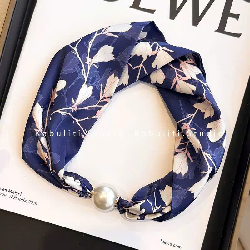 Vòng cổ khăn lụa HOA MỘC LAN tone XANH, phụ kiện vòng cổ đẹp B3231