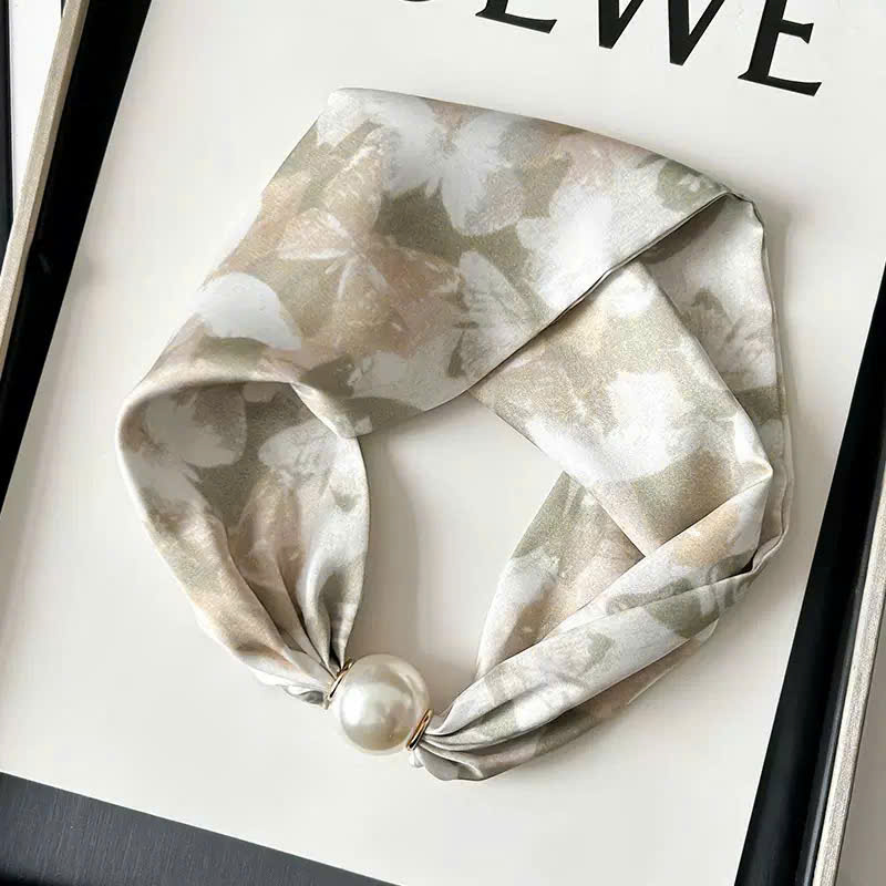 Vòng cổ khăn lụa đa năng ngọc trai họa tiết độc đáo B3226