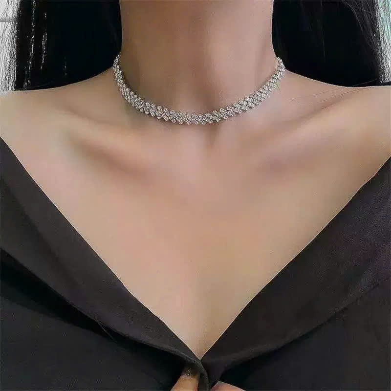 Vòng cổ chocker ĐÁ màu bạc, phụ kiện vòng cổ thời trang đi tiệc đôc đáo B3536