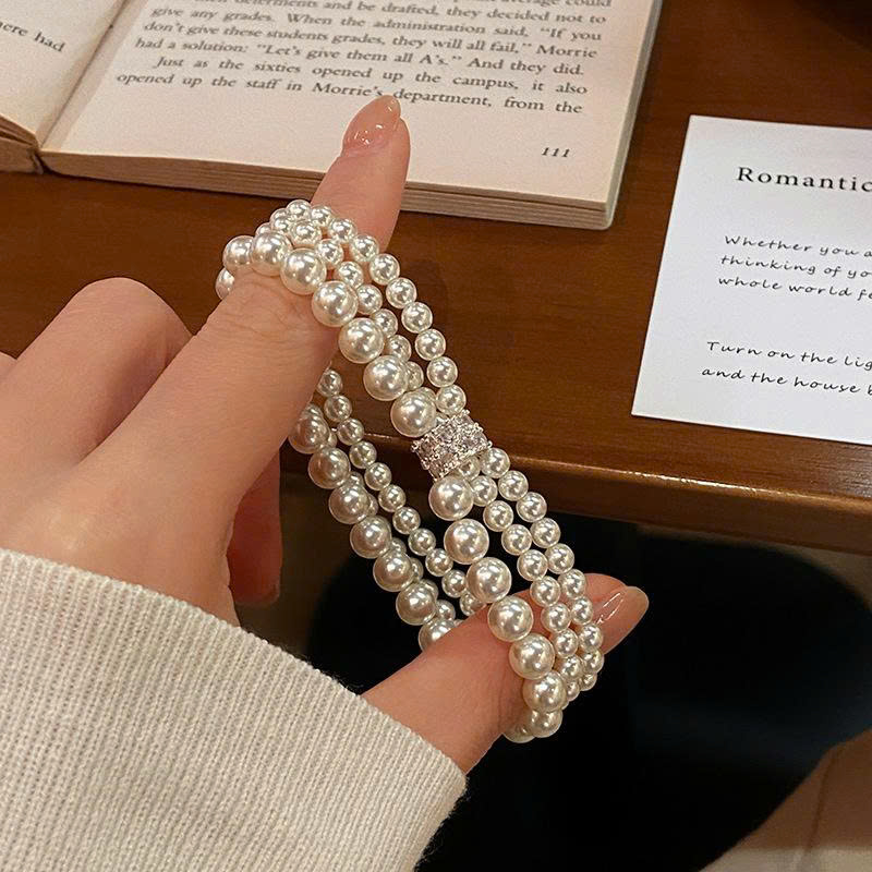 Lắc tay NGỌC 3 vòng mix mặt ĐÁ cao cấp, Lắc tay thiết kế Hàn Quốc, quà tặng Mẹ độc đáo B3675