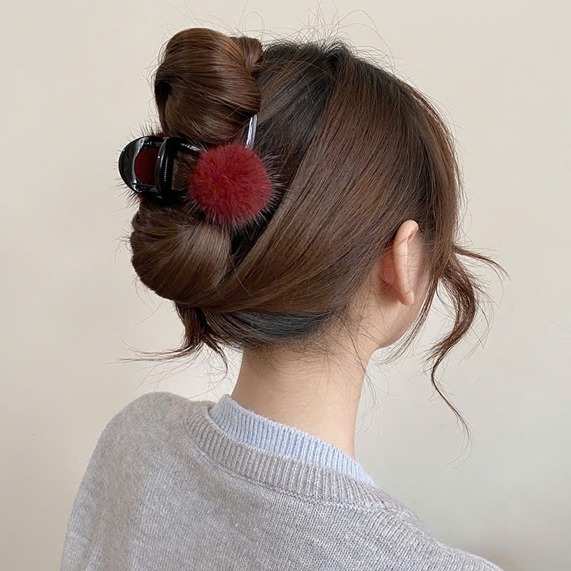 Kẹp gắp tóc 8cm cao cấp cục bông ĐỎ ĐÔ, phụ kiện tóc nữ đẹp, kẹp càng cua cao cấp B3311