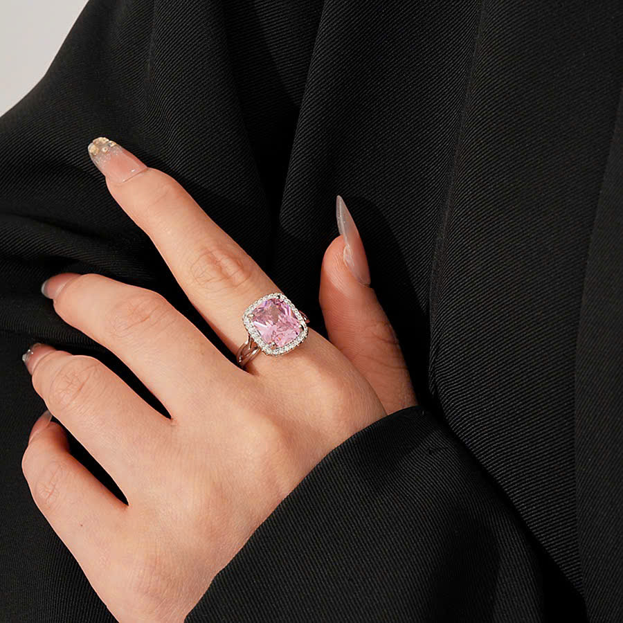 Nhẫn ĐÁ HỒNG cao cấp xi bạc 925, phụ kiện nhẫn nữ đẹp độc đáo B3598