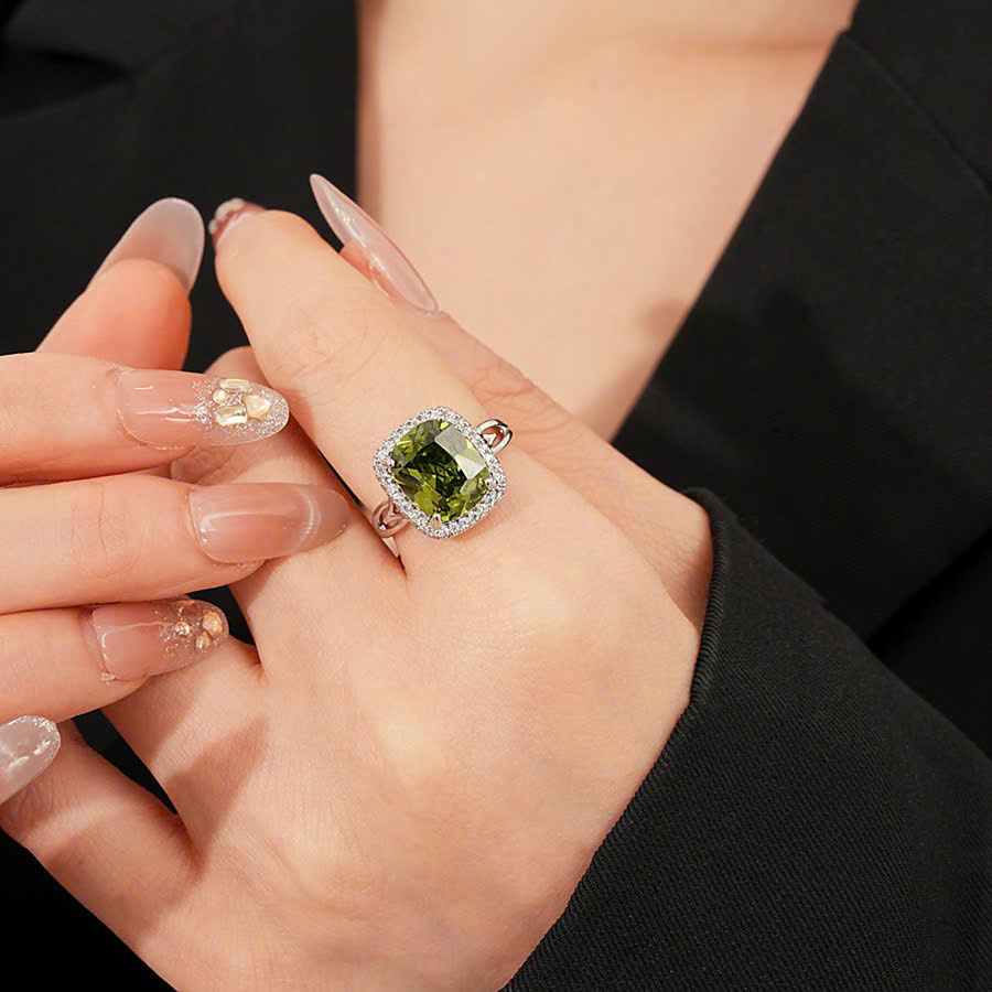 Nhẫn nữ ĐÁ XANH LÁ cao cấp xi bạc 925, Nhẫn nữ đẹp cao cấp sang trọng B3595