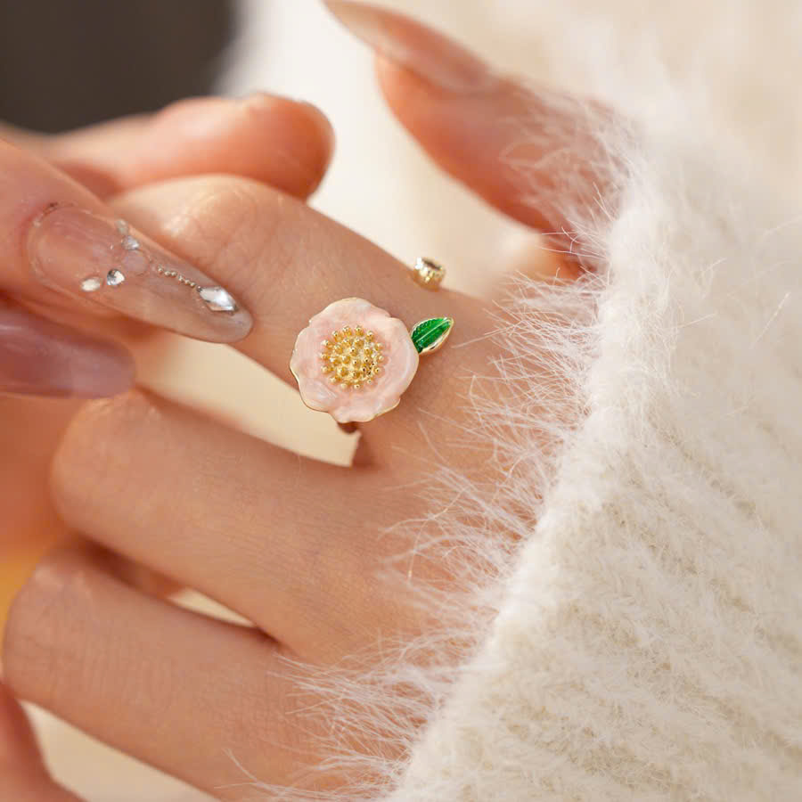 Nhẫn hở freesize HOA màu Hồng xi vàng pha cao cấp, nhẫn nữ thiết kế Hàn Quốc sang trọng độc đáo B3630