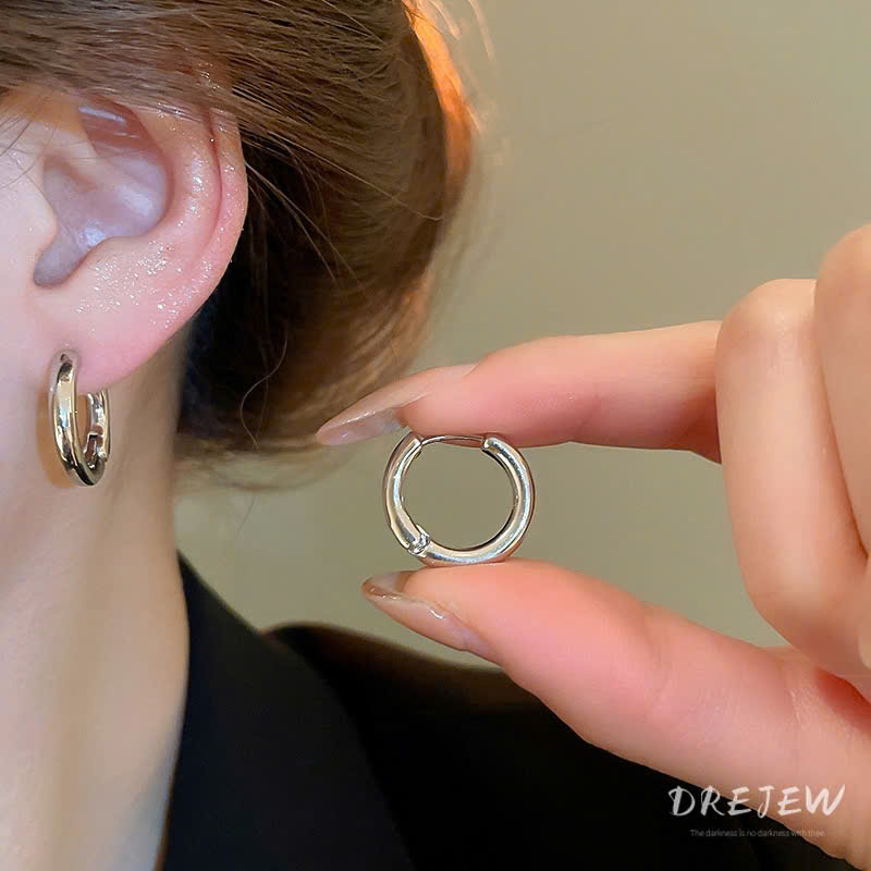 Tròn trơn basic 2cm màu bạc unisex A0011