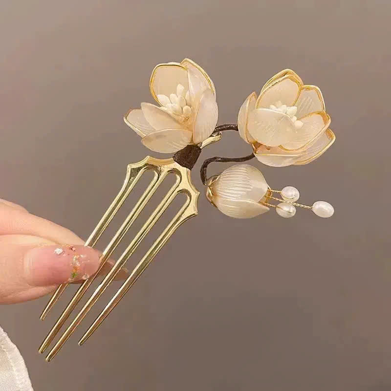 Trâm HOA TRẮNG độc đáo, phụ kiện trâm tóc nữ ĐẸP – sang trọng B0026