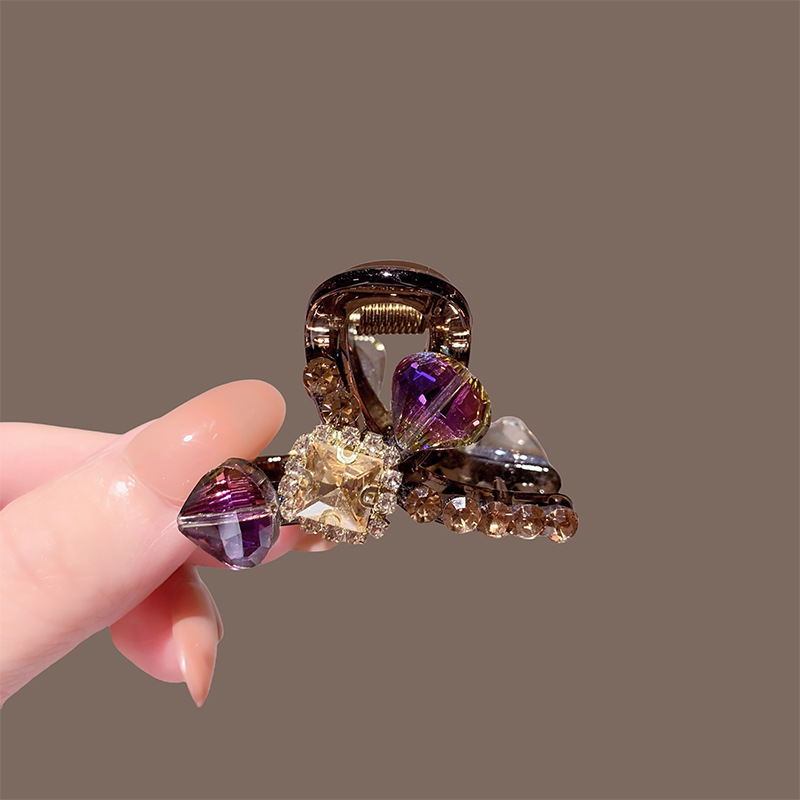 Kẹp gắp nhí 4.5cm nửa tóc,kẹp gắp mái ĐÍNH ĐÁ TÍM CAM cao cấp thiết kế ĐẸP sang trọng B4289