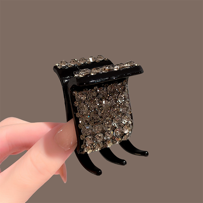 Kẹp càng cua 5 răng FULL ĐÁ đen xám cao cấp, phụ kiện kẹp tóc nữ độc đáo sang trọng B4290