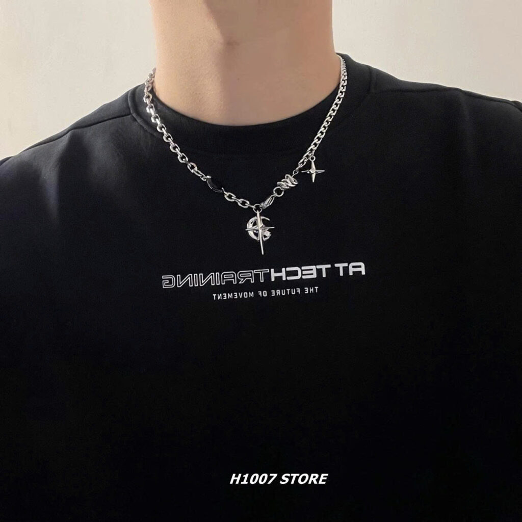 Dây chuyền Nam nữ, unisex TItan mặt SAO cá tính màu bạc, phụ kiện dây chuyền cá tính thời trang basic B4383