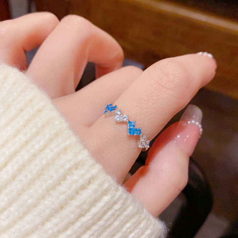 Nhẫn nữ thời trang TRÁI TIM XANH biển xi bạc 925 cao cấp, nhẫn tặng bạn gái thiết kế Hàn Quốc B4539