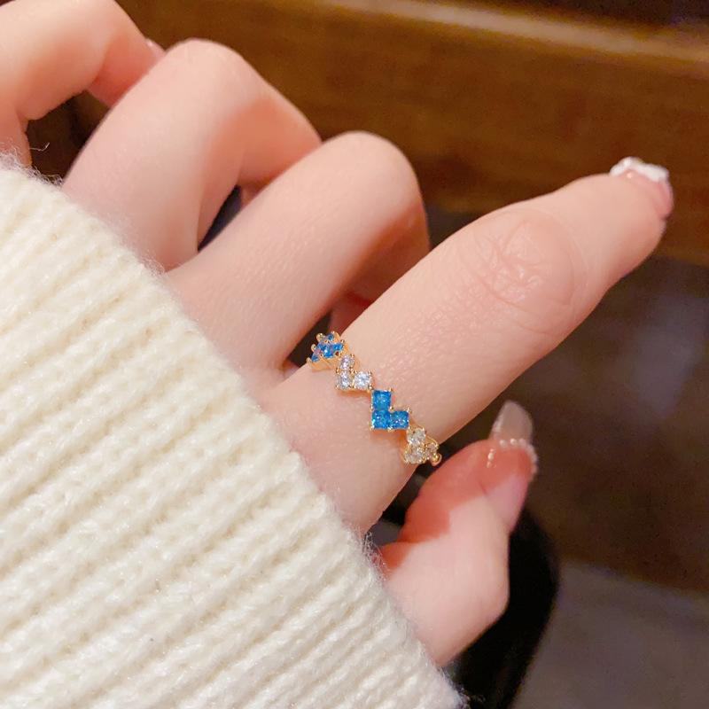 Nhẫn nữ TRÁI TIM ĐÁ XANH mix đá zircon xi vàng pha cao cấp, nhẫn thời trang thiết kế Hàn quốc dễ thương người yêu B4540