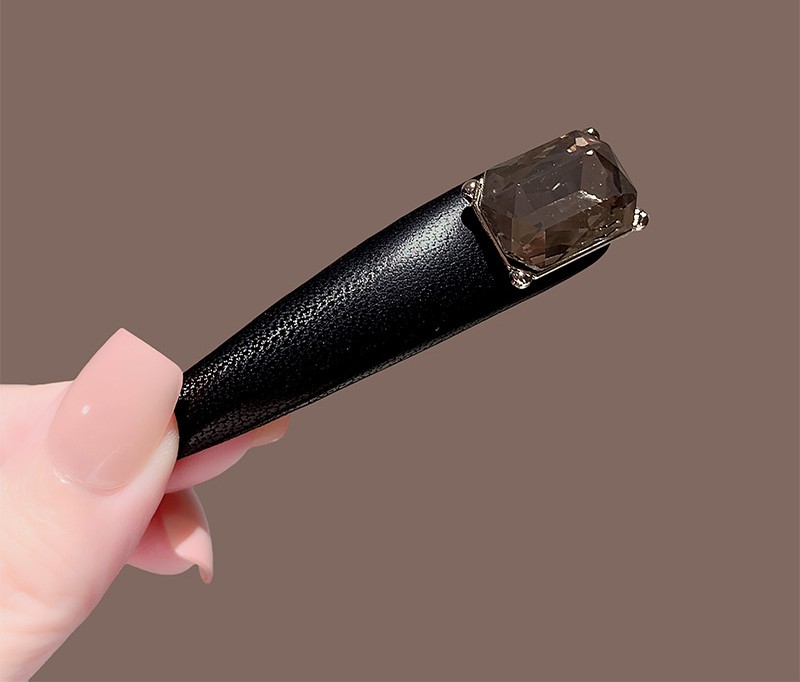 Kẹp mái bấm Hình bầu ĐEN đính đá cao cấp, kẹp tóc nữ cao cấp, phụ kiện tóc xinh đẹp độc đáo B4293