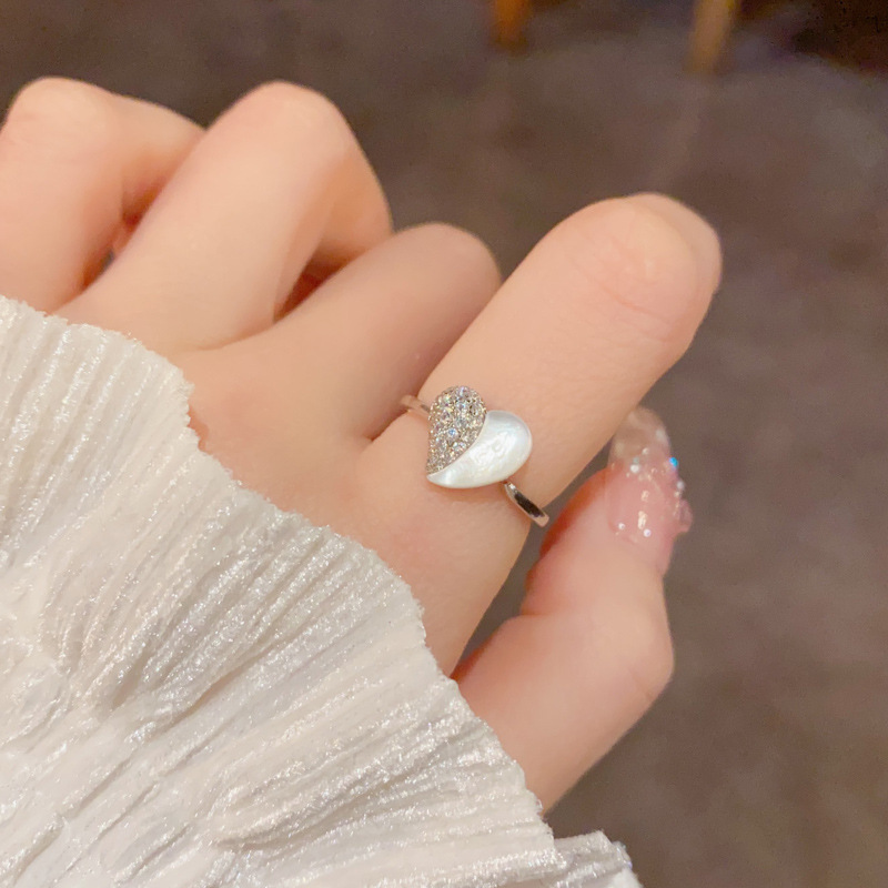 Nhẫn nữ TRAÍ TIM MẮT MÈO freesize xi bạc 925 cao cấp, nhẫn thời trang tặng bạn gái trái tim tình yêu B4550