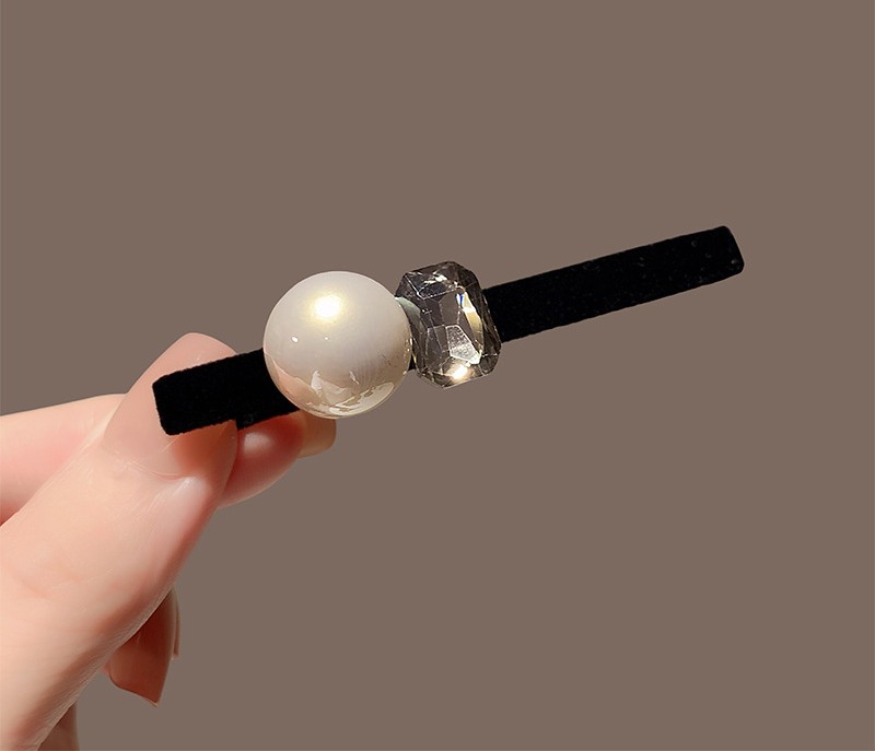 Kẹp mỏ vịt nhung đen NGỌC ĐÁ cao cấp, kẹp mái tóc nữ xinh đẹp, phụ kiện kẹp tóc độc đáo B4294