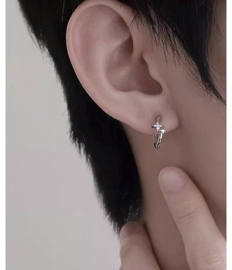 Bông tai kẹp(ko cần lỗ), bông tai sấm sét đơn giản basic kẹp B4391