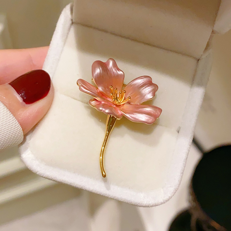 Cài áo HOA HƯỚNG DƯƠNG màu Hồng cao cấp, Ghim cài áo thiết kế Hàn quốc độc đáo B410