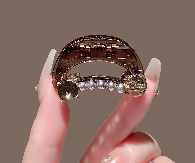 Kẹp gắp 4cm bán nguyệt mix ngọc đá cao cấp, phụ kiện kẹp gắp tóc nữ độc đáo sang trọng, quà tặng xinh B4296