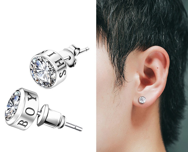 Bông tai NỤ ĐÁ nam nữ, unisex 6mm Polaris Diamond White B4376