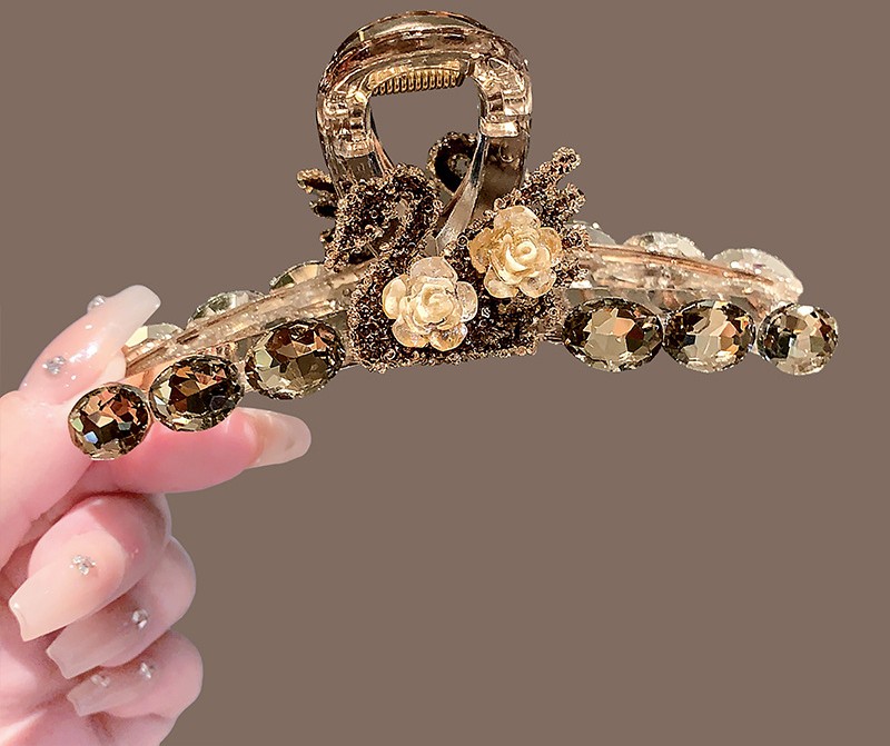 Kẹp càng cua, kẹp gắp tóc size lớn THIÊN NGA đính đá VÀNG NÂU cao cấp, phụ kiện kẹp tóc nữ sang trọng độc đáo, quà tặng xinh B4300