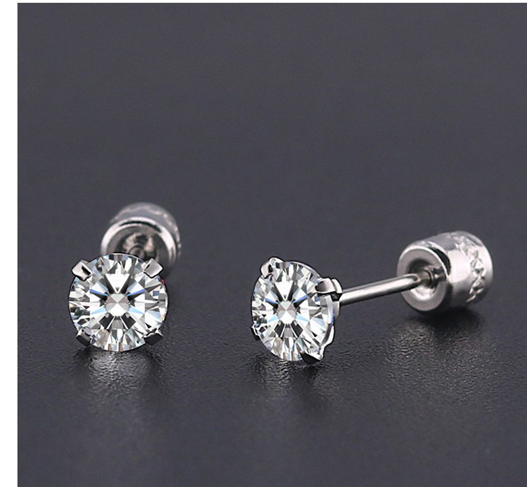 Bông tai nam nữ, unisex nụ đá 4mm chuôi vặn, phụ kiện bông tai đơn giản điểm nhấn B4380