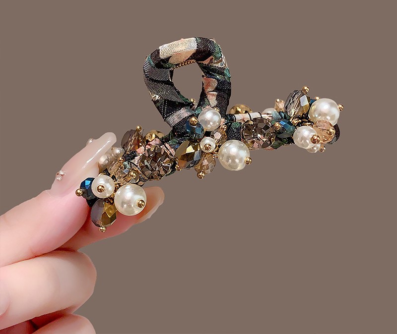 Kẹp gắp nửa tóc sau 8cm pha lê ngọc mix họa tiết cao cấp, phụ kiên tóc nữ cao cấp độc đáo sang trọng B4301