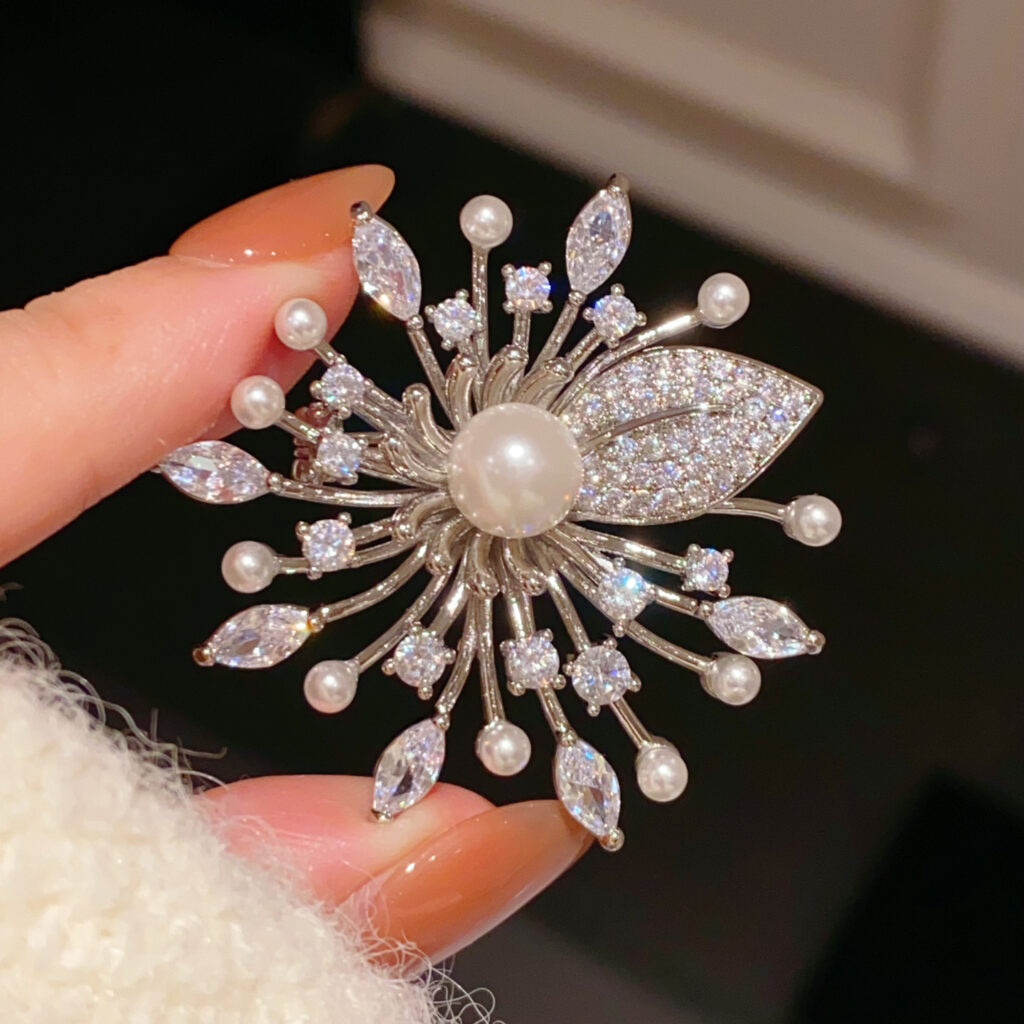 Cài áo Pháo hoa đá zircon xi bạc 925 cao cấp, cài áo cao cấp tuyệt đẹp thiết kế Hàn Quốc sang trọng B4172